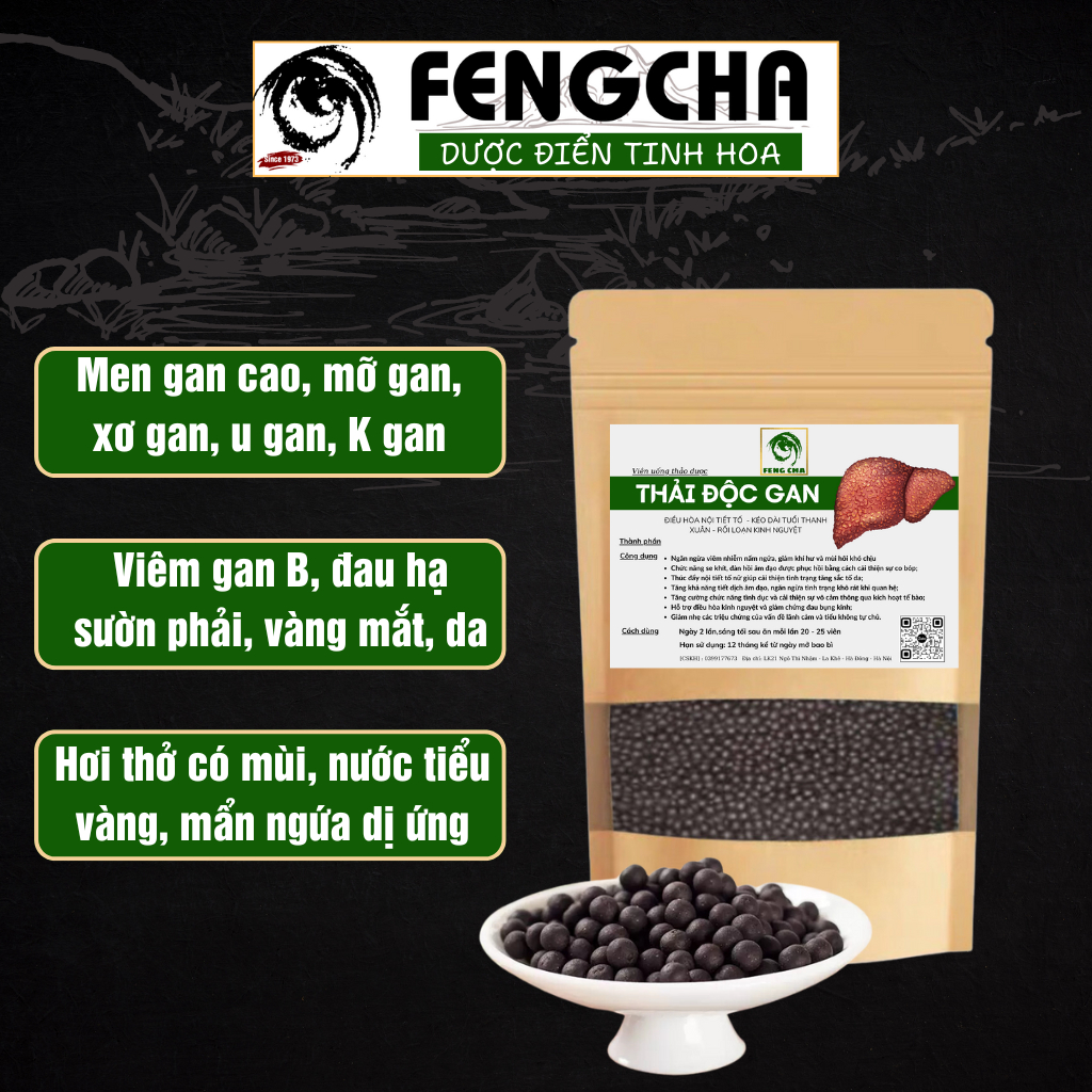 [Lá gan khỏe] Viên uống giải độc gan Fengcha đào thải nhanh các tế bào gan đã bị hư hại, tăng sinh tế bào mới bịch 450v