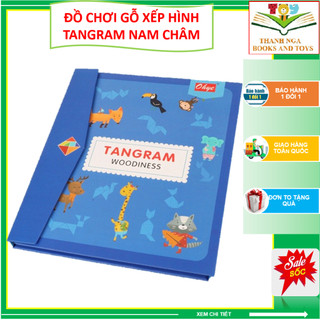 Đồ chơi xếp hình bằng gỗ, đồ chơi ghép hình tangram nam châm phát triển tư duy, sáng tạo