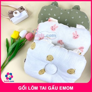 Gối Lõm Sơ Sinh Emom Cho Bé, Gối Định Hình Đầu Bé, Thiết Kế Lõm Phù Hợp Cho Trẻ, Mềm Mại, Thấm Hút, Họa Tiết Dễ Thương