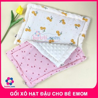 Gối Bông Hạt Đậu Emom Cho Bé, Gối Xô Muslin Ruột Bông Mềm Mại, Thấm Hút, Mát Mẻ Trẻ Em