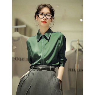 Áo sơ mi viền chỉ nổi giấu khuy xuất Âu