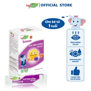 Bổ Mắt Cho Bé Fitolabs Bomax Bổ Sung Dưỡng Chất Giúp Hạn Chế Khô Và Mỏi Mắt, Tăng Cường Thị Lực Hộp 20 Gói FITO3
