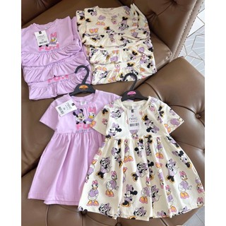 2 váy Mickey cộc tay chất liệu cotton và váy cotton xước thấm hút mồ hôi cực tốt cho bé gái 10-26kg