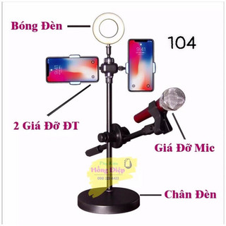 Giá đèn live Stream Để bàn 4in1  Mã 104 đèn Phi 20 cm đế chắc chắn