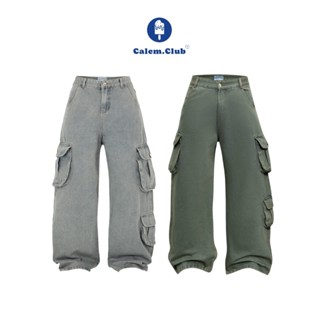 Calem Club - Quần Jeans dài Túi hộp cạp thấp ống rộng form thụng unisex