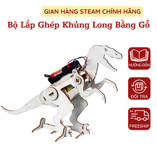 Đồ chơi stem - bộ lắp ghép khủng long bằng gỗ theo phương pháp giáo dục stem steam