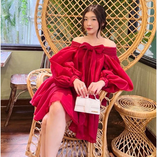 HV - Áo trễ vai tiểu thư bản nơ to 2 lớp