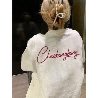 Focus local brand vintage áo phông nữ màu trắng in Mùa hè ngắn tay áo thun form rộng nữ 100%cotton