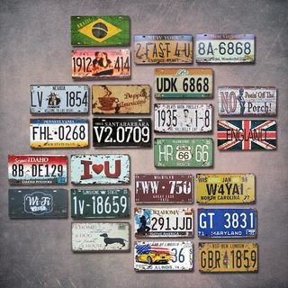[GIÁ XƯỞNG] Biển số xe thiếc decor retro vintage 30x15 trang trí tường quan cafe, bar club