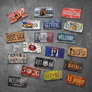 [GIÁ XƯỞNG] Tranh sắt biển số xe decor tường retro vintage 30x15 chuyên quán cafe, bar club, nhà hàng, khách sạn, tư gia