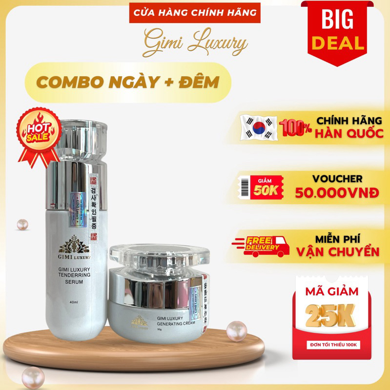 {Chính Hãng 100%} ComBo Ngày + Đêm GiMi Luxury Hàn Quốc,dưỡng trắng, phục hồi, Sản Phẩm Chính Hãng
