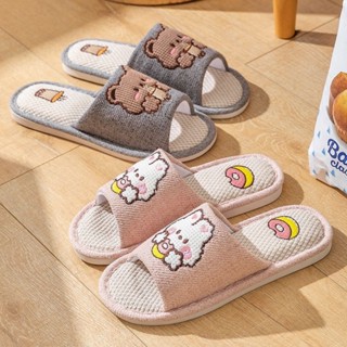 Dép Vải Lanh Luxury Đi Trong Nhà Họa Tiết Gấu Thỏ Cute cao cấp New 2024,Dép văn phòng vải,đế cao su