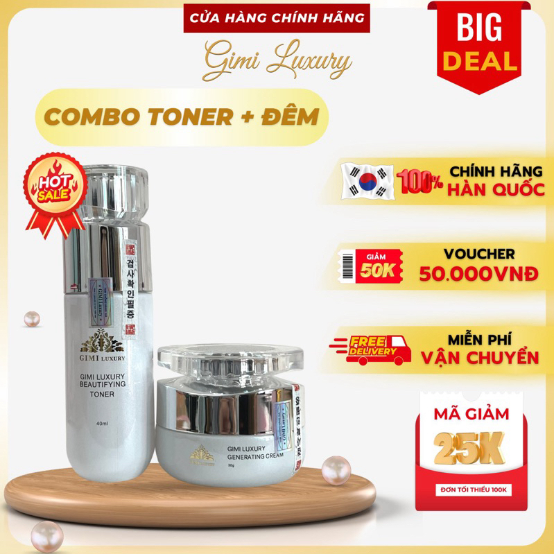 {Chính Hãng 100%} ComBo Toner + Đêm GiMi Luxury Hàn Quốc, Mờ Nám, dưỡng trắng, phục hồi