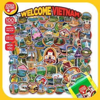 Welcome to vietnam - set 100 sticker decal hình dán dễ thương - sticker factory
