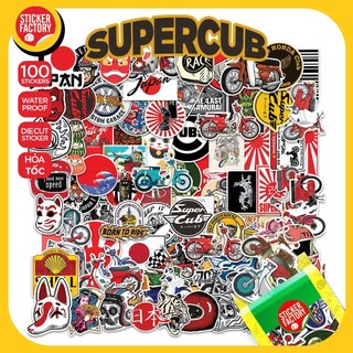 Super Cub - Set 100 sticker decal hình dán nón bảo hiểm, laptop, xe máy, ô tô - STICKER FACTORY