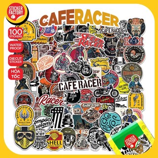 Cafe Racer - Set 100 sticker decal hình dán nón bảo hiểm, laptop, xe máy, ô tô - STICKER FACTORY