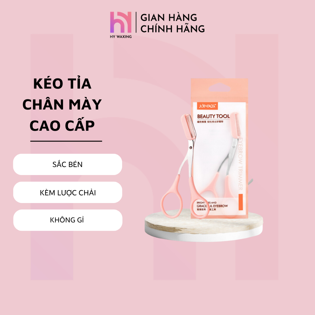 Kéo tỉa lông mày HY WAXING chất liệu thép không gỉ, đầu có lược mini CI-096