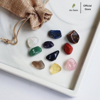 Set đá thanh tẩy 10 viên An gem beauty from unique mang năng lượng tích cực kèm túi vải dây rút