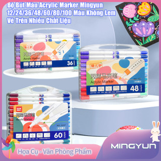 Bộ 100 Màu Acrylic Cho Bé Không Lem, Bút Màu Acrylic Marker Mingyun 12/24/36/48/60/80/100 Màu - Vẽ Trên Nhiều Chất Liệu