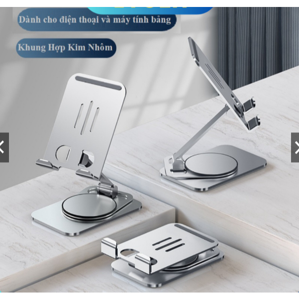 Giá Đỡ Điện Thoại, Máy Tính Bảng HỢP KIM NHÔM Xoay 360, Kệ Để Điện Thoại Xem Phim