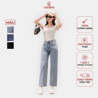 Quần jean nữ CARDINA kiểu dáng suông trendy thiết kế cạp cao trẻ trung năng động 4QJR01