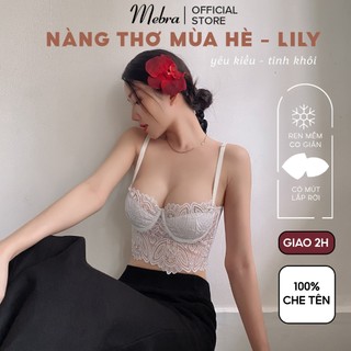MIMY - Áo corset ren trắng Mebra thiết kế tối giản thoải mái có gọng không mút có khe thêm mút sexy phối blazer Mebra