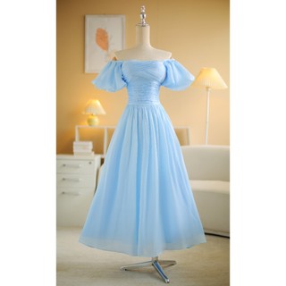 Sò vintage - cloe đầm maxi bắt xếp tay phồng dáng dài