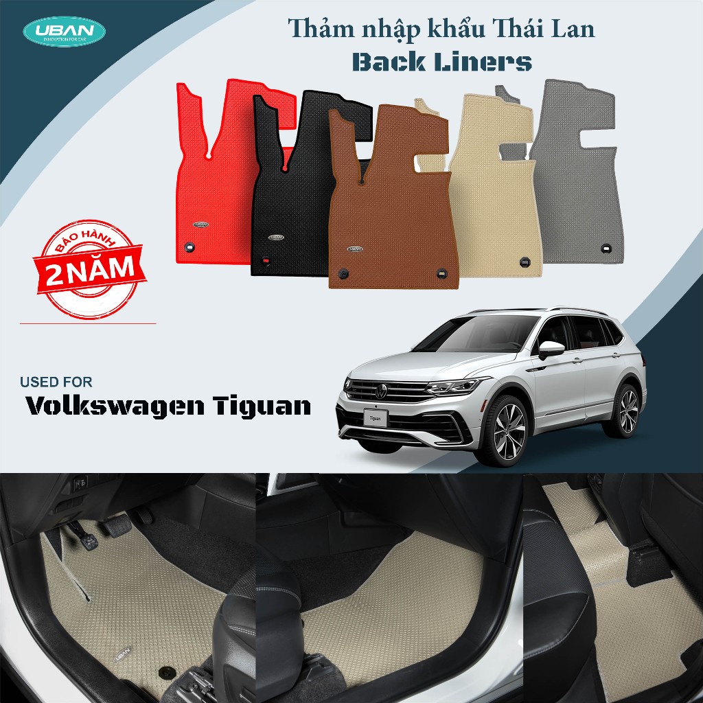 Thảm lót sàn UBAN cho xe Volkswagen Tiguan (2018 đến nay) - Chất liệu nhựa PVC Thái Lan