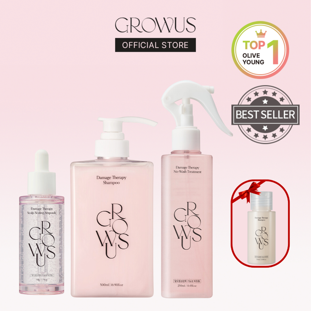 Set chăm sóc tóc hư tổn phục hồi toàn diện [Growus Damage Therapy Set]