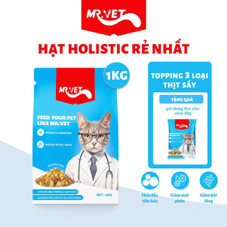 Hạt cho mèo Mr.Vet 1kg cho mèo mọi lứa tuổi có topping