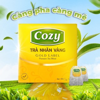 Combo 2 Trà Đen Nhãn Vàng Cozy Túi Lọc Rời (2 hộp x 100 túi) Hỗ Trợ Giải Nhiệt, Sảng Khoái Tinh Thần