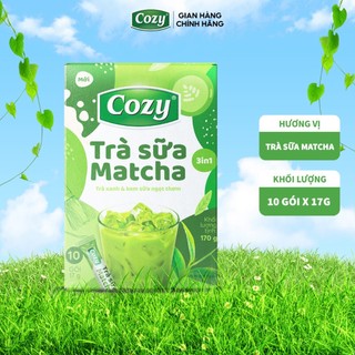 Combo 3 Trà Sữa Matcha Cozy Hòa Tan 3IN1 (3 hộp x 10 gói x 17gr) Hương Vị Ngọt Thơm, Không Lo Tăng Cân
