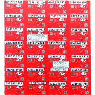 SIM VIETTEL CẶP GÁNH ĐẸP DỄ NHỚ ( Sim Viettel nguyên kít 100%, chưa kích hoạt, đầu số 08 - 03 )