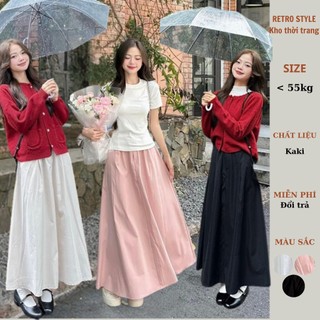 Chân váy nữ dáng dài chất kaki 1 lớp xếp ly - Retrostyle - Cvkaki8090_P6K2