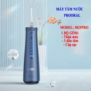 Máy tăm nước Prooral 5025Pro công nghệ siêu âm nâng cấp mới nhất 2024, bản rút gọn 3 đầu tăm