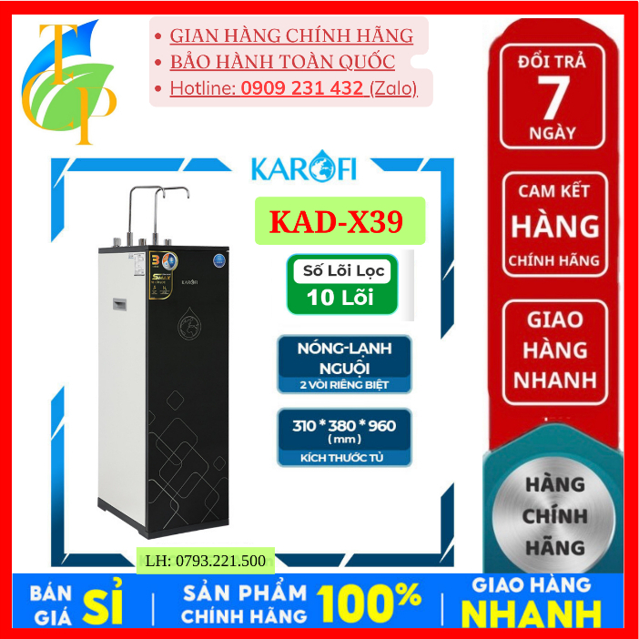 [ MIỄN PHÍ LẮP ĐẶT TPHCM ] - Máy lọc nước RO nóng nguội lạnh Karofi KAD-X39 10 lõi