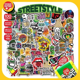 Streetstyle - set 100 sticker decal hình dán nón bảo hiểm, laptop, xe máy, ô tô - sticker factory