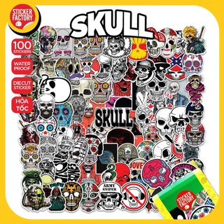 Skull - set 100 sticker decal hình dán nón bảo hiểm, laptop, xe máy, ô tô - sticker factory