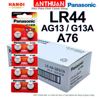 Pin lr44 / ag13 / a76 panasonic 1.5v alkaline g13a / sr44 / lr1154 vỉ 10 viên pin cúc áo.