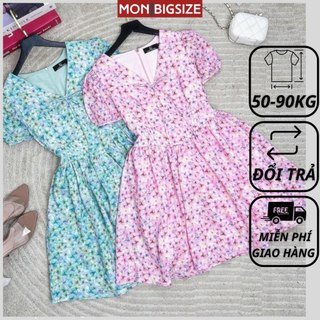 Váy bigsize nữ đầm dự tiệc đi chơi kiểu cổ tim thắt nơ xuông vải gấm xốp MON big size 50 - 90kg