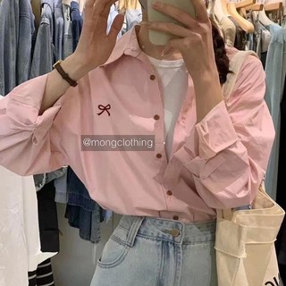 Áo Sơ Mi Nữ Thêu Nơ Tay Dài Basic HALA Phong Cách HÀn Quốc Nhiều Màu 150