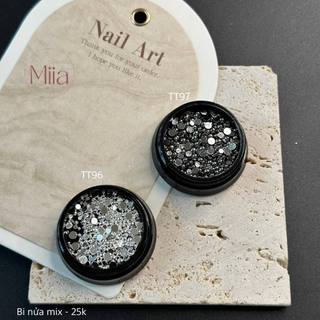 Khay bi tròn - bi nửa kim loại đính móng mix size phụ kiện trang trí nail Miia