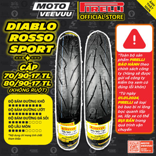 [MTVV] CẶP VỎ LỐP xe máy PIRELLI Rosso Sport 70/90-17 & 80/90-17 Sirius EX 150 EX 135 Dream Wave FU Winner<END>