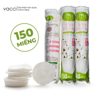 Bông tẩy trang cao cấp JIDU 150 miếng chất liệu cotton mền mịn, mướt da