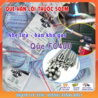 Gói 5 que hàn nhôm - nhôm lõi thuốc FC400, que 2 mm, dài 50cm, nhẹ lửa, dùng khò gas, tập hàn