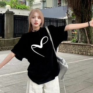 Focus local brand vintage áo phông nữ đen form rộng áo thun ngắn tay cổ tròn unisex100%cotton