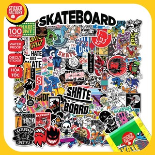Skate Board - Set 100 sticker decal hình dán nón bảo hiểm, laptop, xe máy, ô tô - STICKER FACTORY