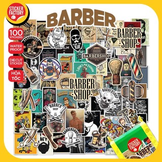 Barber hớt tóc - Set 100 sticker decal hình dán nón bảo hiểm, laptop, xe máy, ô tô - STICKER FACTORY