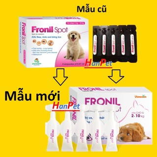 Hỗ trợ Ship- -1 hộp 5 ống nhỏ gáy sạch ve rận FRONIL SPOT (dùng cho mọi loại chó) hanpet 116