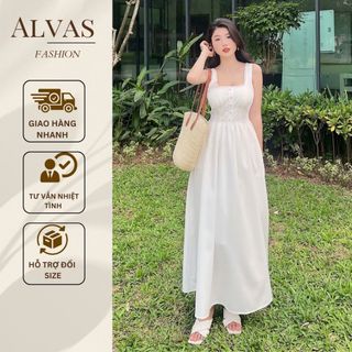 Đầm 2 dây cổ vuông ALVAS chân váy xòe tôn eo đi chơi đi du lịch [ V285]